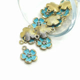 Blue Flower with Rhinestone, 16x12.5mm