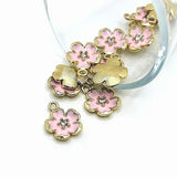 Light Pink Flower with Rhinestone, 16x12.5mm