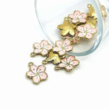 Light Pink and White Flower Charms, 16x13.5mm