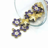 Purple and White Flower Charms, 16x13.5mm