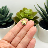 Green and White Flower Charms, 16x13.5mm