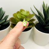 Green and White Flower Charms, 16x13.5mm