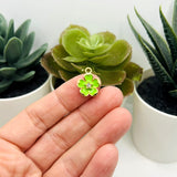 Green Flower with Rhinestone, 16x12.5mm