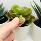 Green Flower with Rhinestone, 16x12.5mm