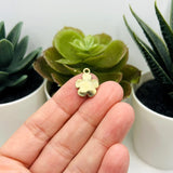 Green Flower with Rhinestone, 16x12.5mm