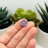 Purple Flower with Rhinestone, 16x12.5mm