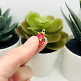 Pink Flower with Rhinestone, 16x12.5mm