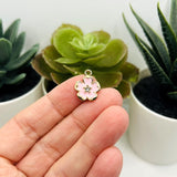 Light Pink Flower with Rhinestone, 16x12.5mm