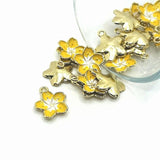 Yellow and White Flower Charms, 16x13.5mm