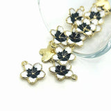Black and White Flower Charms, 16x13.5mm