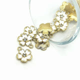 White Flower with Rhinestone, 16x12.5mm