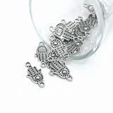 Small Silver Hamsa Hand Connector Charms, 20x10mm