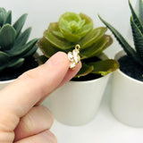 White Flower with Rhinestone, 16x12.5mm