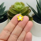 Yellow and White Flower Charms, 16x13.5mm