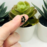 Black Flower with Rhinestone, 16x12.5mm