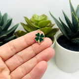 Dark Green Clover Charms, 19x12mm