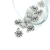 Small Silver Flower Charms, 14.5x12mm