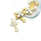White Enamel Cross Charms, 25x14mm