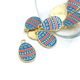 Blue and Pink Easter Egg Charms, 22x14mm