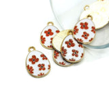 White Flowered Easter Egg Charms, 22x14mm
