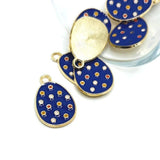 Purple Polka Dot Easter Egg Charms, 22x14mm