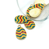 Colorful Retro Easter Egg Charms, 22x14mm
