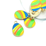 Colorful Retro Easter Egg Charms, 22x14mm