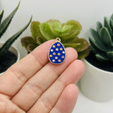 Purple Polka Dot Easter Egg Charms, 22x14mm