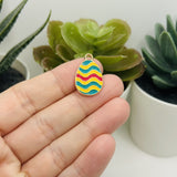 Colorful Retro Easter Egg Charms, 22x14mm