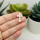 White Enamel Cross Charms, 25x14mm