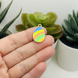 Colorful Retro Easter Egg Charms, 22x14mm