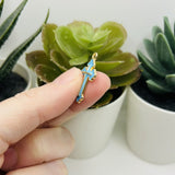 Light Blue Enamel Cross Charms, 25x14mm