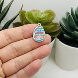 Blue and Pink Easter Egg Charms, 22x14mm