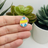 Colorful Retro Easter Egg Charms, 22x14mm