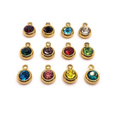 303 Stainless Steel, 18k Gold, Birthstone Rhinestone Set, 8x6mm