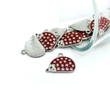 Red Enamel Hedgehog Charms, 21x16mm