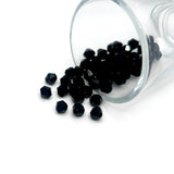6x6mm Black Opaque Bicone Beads, Imitation Crystal, Grade AA