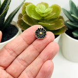 Small Black and Gold Flower Charms, 16.5x13mm