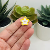 Yellow and White Flower Charms, 19.5x18mm