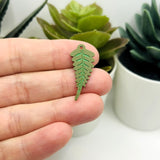 Green Fern Leaf Charms, 30x13mm