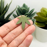 Green Pot Marijuana Leaf Charms, 30x30mm