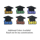 Blue and Black 2025 Graduation Cap Charms, 28x25mm