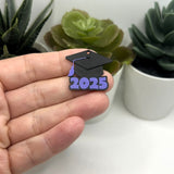 Purple and Black 2025 Graduation Cap Charms, 28x25mm