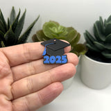 Blue and Black 2025 Graduation Cap Charms, 28x25mm