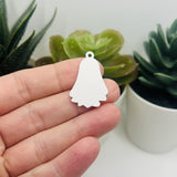 Cute White Smiling Ghost Charms, 30x20mm