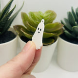 Cute White Smiling Ghost Charms, 30x20mm