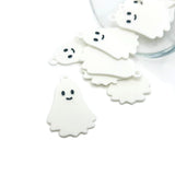 Cute White Smiling Ghost Charms, 30x20mm