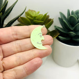 Smiling Crescent Moon Glow in the Dark Charms, 27x31mm