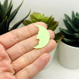 Smiling Crescent Moon Glow in the Dark Charms, 27x31mm