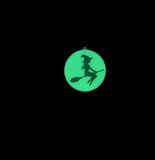 Black Witch on Glow in the Dark Moon Charms, 25x27mm